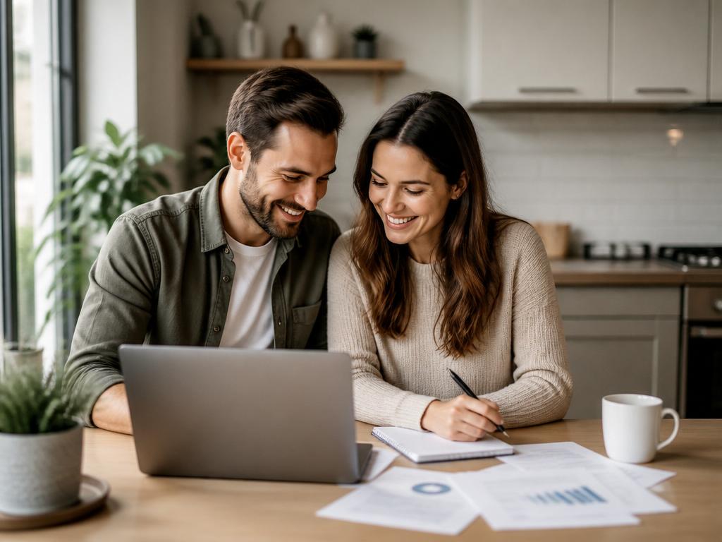 Couple organisant ses finances à la maison